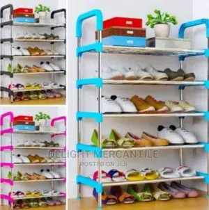 5 Layers Stainless Steel Pole Shoe Rack