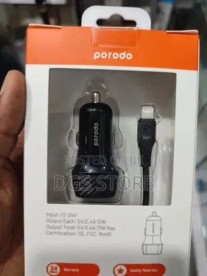 Porodo Dual Port Car Charger 3.4A