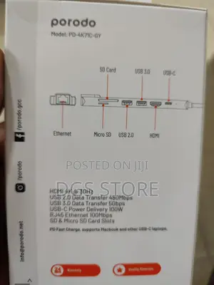 Porodo 7 in 1aluminum USB C Hub