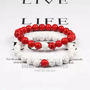 Set Bracelet Couples Distance Black White Natural Lava Stone