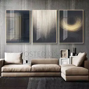 Golden Black Geometric Abstract Wall Art