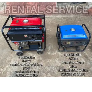 6.5kva and 2.7kva Generator for Rent