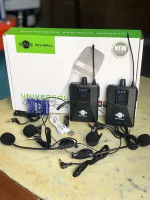 Portable Dual Rechargeable Lapel Wireless Mic With Head Mic