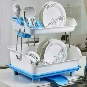 Double Tier Dish Rack Blue , Pink