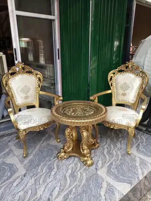 Gold Consol Chairs With Tables