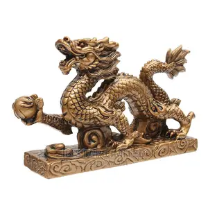 Copper Chinese Feng Shui Dragon Figurine Statue for Success