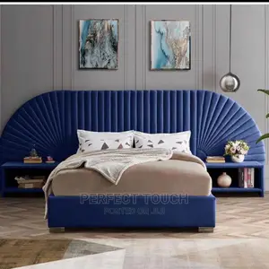 Luxury Unique Fabric Padded Bedframe With Head Boards And Drawers.