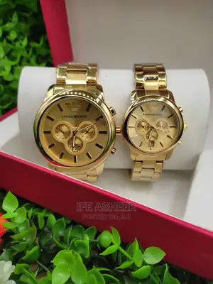Emporio Armani Gold Face Couple's Wristwatch - Gold