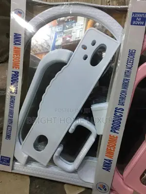 Bathroom Mirror With Bathroom Accessories (White)