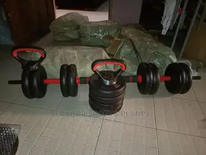 4 in 1 50kg Barbell, Dumbbell, Kettle Bell and Push Up Set