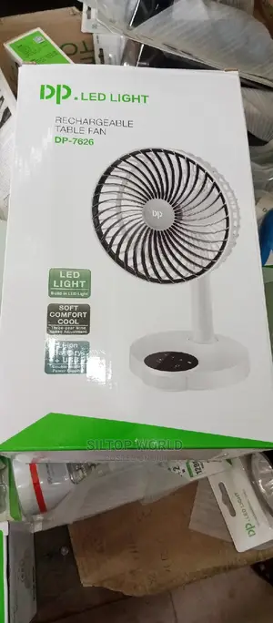 DP Rechargeable Table Fan With LED Light