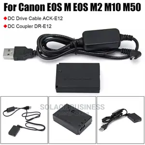 Canon M50, DC Coupler LP-E12, DR-E12, Dummy Battery Charger