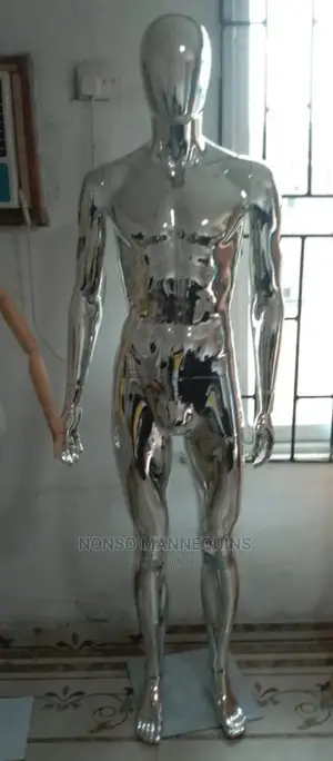 Chrome Full Body Faceless Male Mannequin