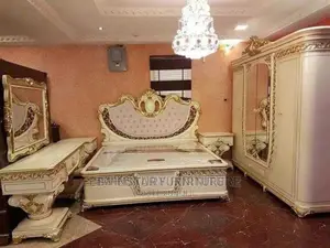 Complete Set of Bed With Drawers Mirror Console / Wardrobe