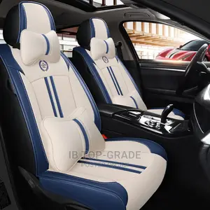 Topnotch Beige Blue Cream Leather Car Seat Cover