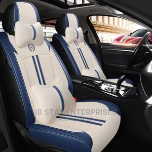 Luxury Cream Beige Blue Leather Car Seat Cover