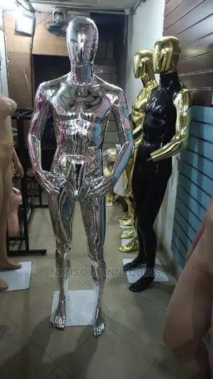 Full Body Male Silver Chrome Mannequin Display