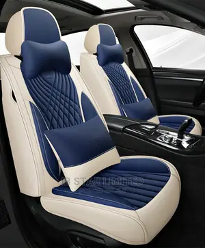 Topnotch Deep Blue Side Cream Leather Car Seat Cover