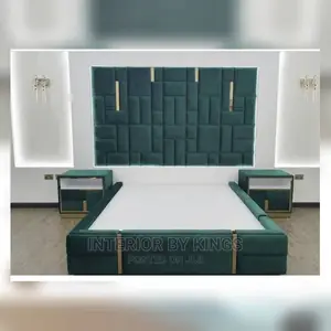 Bedframe With Two Bed Side With Gold Trim Can Be in Size