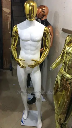 Male Fibre Gold And White Display Mannequin
