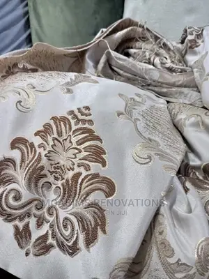 Luxury Flowery Cream Brown Curtain Fabrics