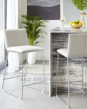 Tia Light Grey Real Leather Bar Stool