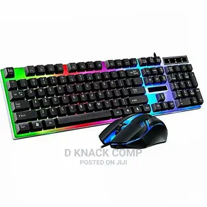 Wired Mechanical Keyboard Gaming Mouse Set, USB, With LED