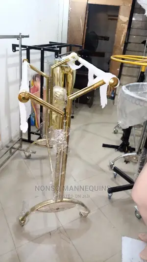 Double Pole Gold Colour Cloth Rack