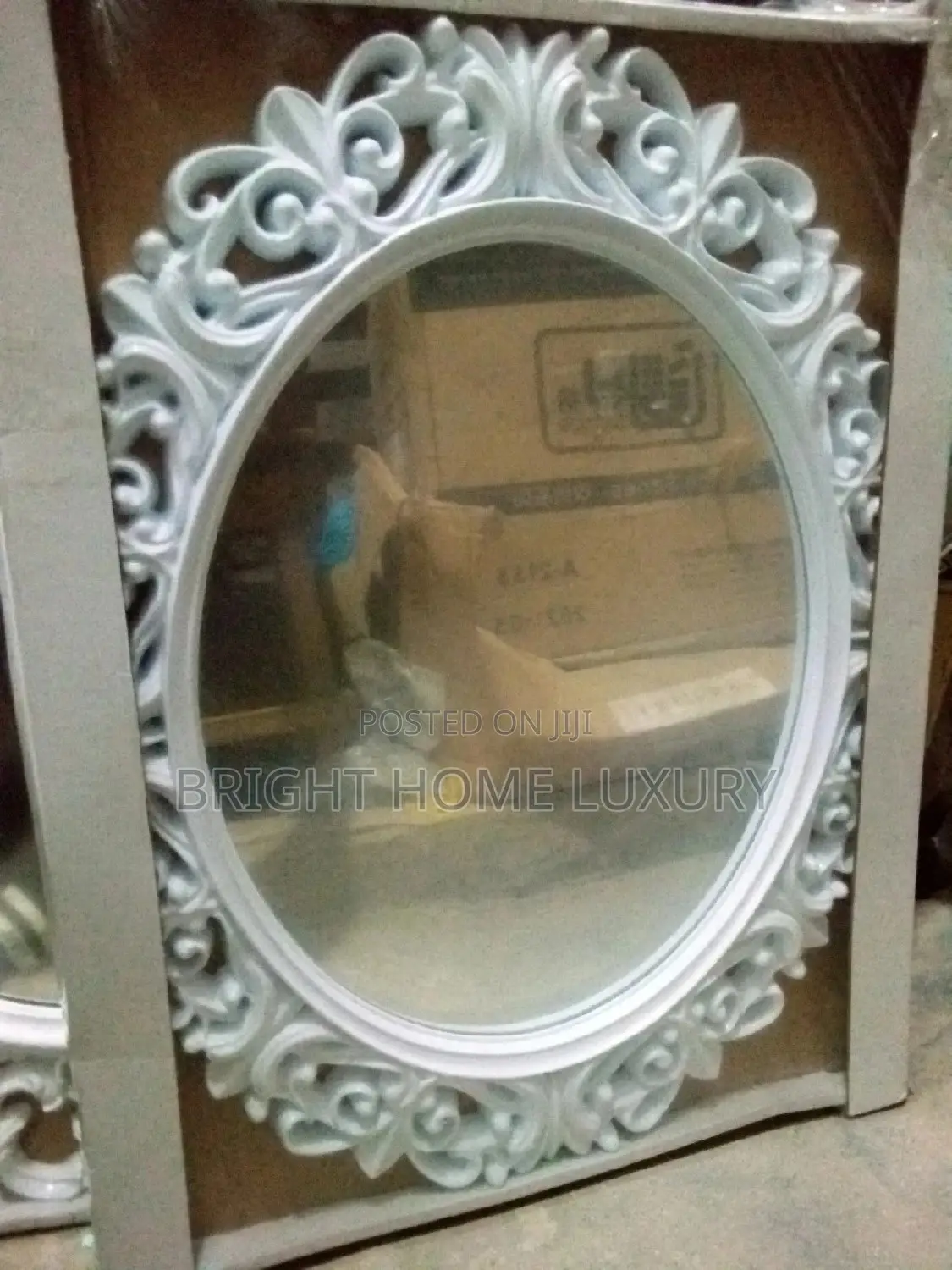 Oval Wall Mount Mirror (White)