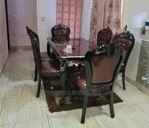 New Royal Leather 6 Seaters Dinning Table Set