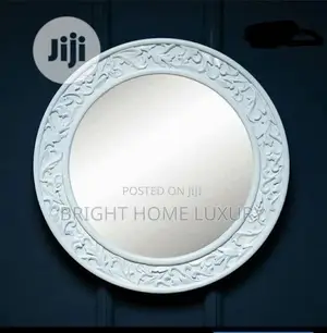 Designed Round Mirror (White)