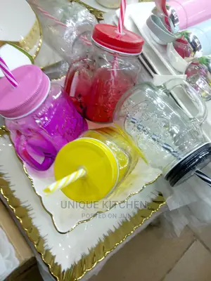 Colorful Mason Jars With Straws