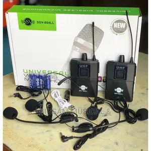 Portable Dual Rechargeable Lapel Wireless Mic With Head Mic