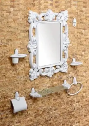 Decorative Wall Mirror With Bathroom Accessories (White)