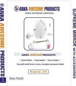 Decorative Wall Mirror With Bathroom Accessories (White)