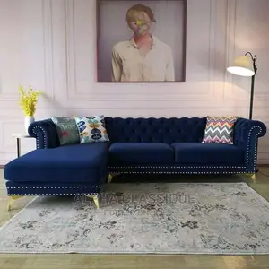 Modern L-Shaped Living Room Fabric Made Sofa Chair.