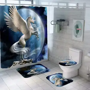 Shower Curtain and Toilet Mat