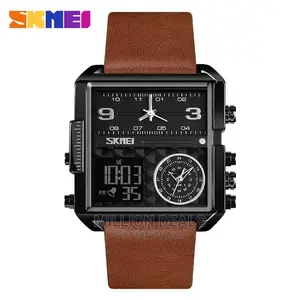 Leather Strap Double Timer Men’S Wrist Watches