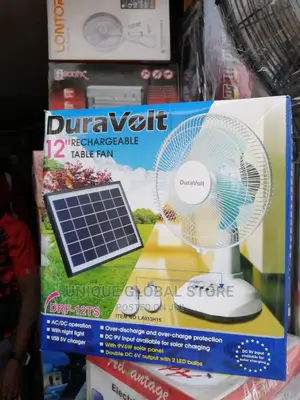 Duravolt 12 Rechargeabletable Fan Withsolar Panel Led Bulb