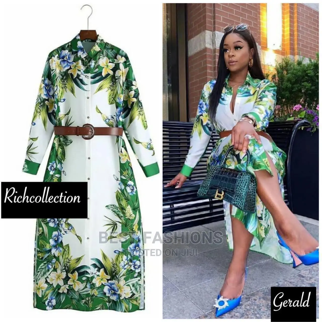 Classy Flower Pattern Long Dress