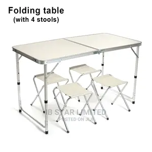 Portable Folding Outdoor Camping 4 Stools Aluminum Table