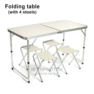 1.2m Portable Aluminum Alloy Folding Table With 4 Chairs
