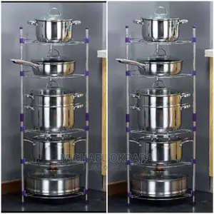 5 Steps Stainless Pot Stand/Storage Cart