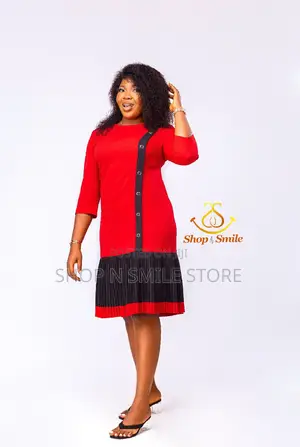 Red Flired Pleated Dress