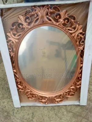 Decorative Oval Wall Mount Mirror (Brown)