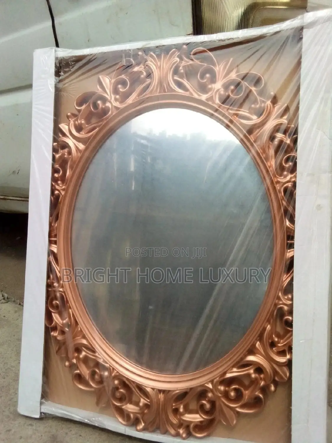 Decorative Oval Wall Mount Mirror (Brown)