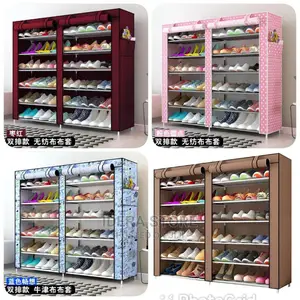 Double Face Shoe Rack + Fabric Cover for 36 Pairs