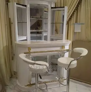Awesome White Wine Bar With Two Bar Stools