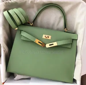 Hermes Designer Women's Green Leather Handbag.