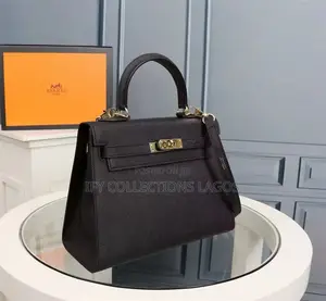 Hermes Designer Women's Black Leather Handbag.